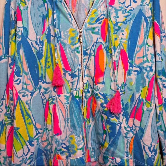Lilly Pulitzer Mooring Full Zip Hoodie Beach and Bae size Medium - Picture 2 of 13
